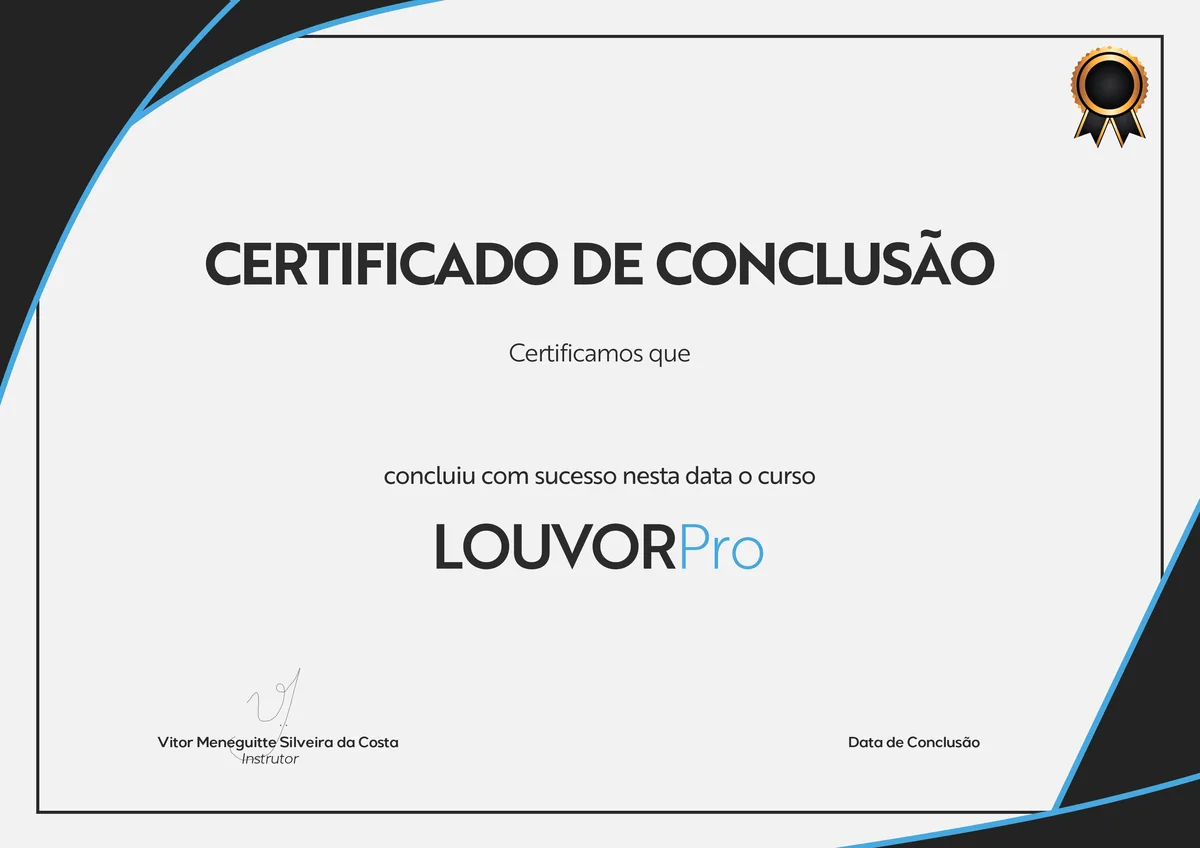 Modelo do Certificado de Conclusão LouvorPRO